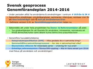 Svensk geoprocess Genomförandeplan 2014-2016