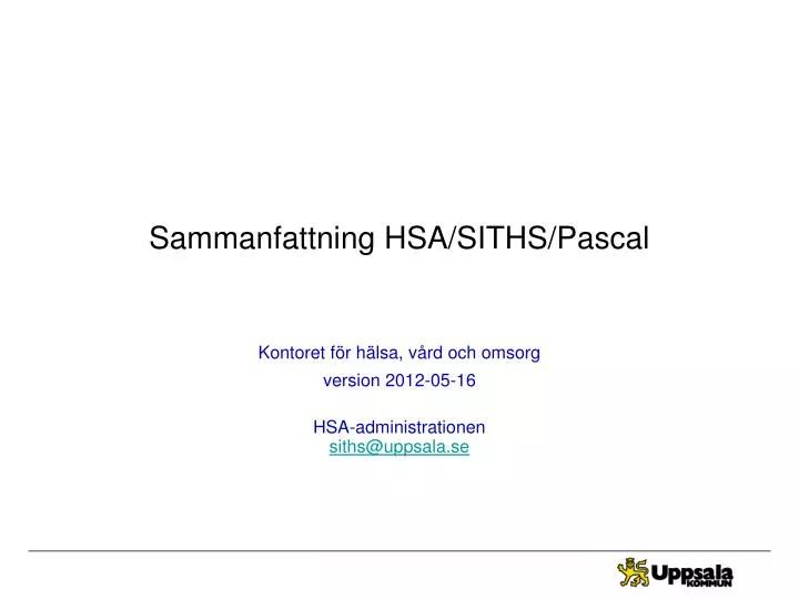 sammanfattning hsa siths pascal