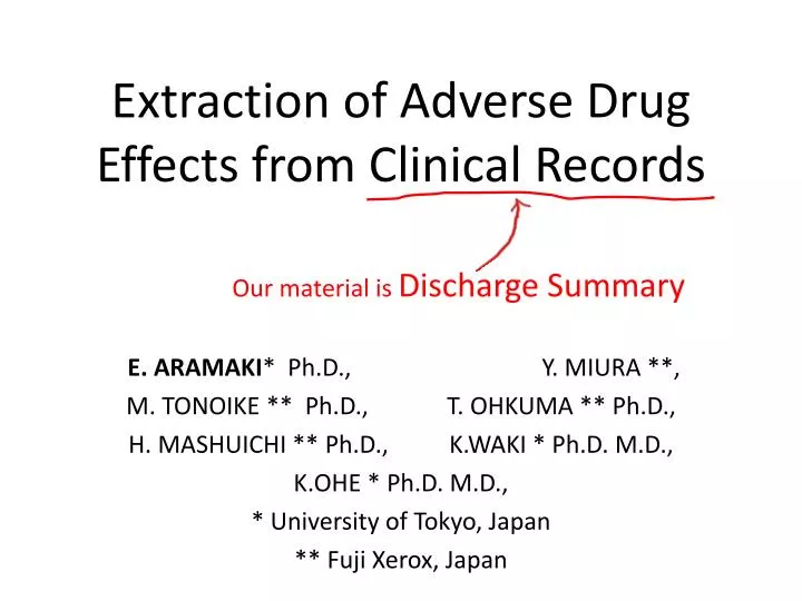 extraction of adverse drug effects from clinical records