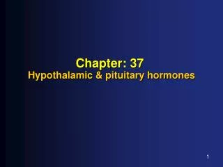Chapter : 37 Hypothalamic &amp; pituitary hormones