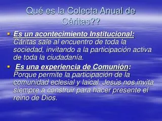 qu es la colecta anual de c ritas