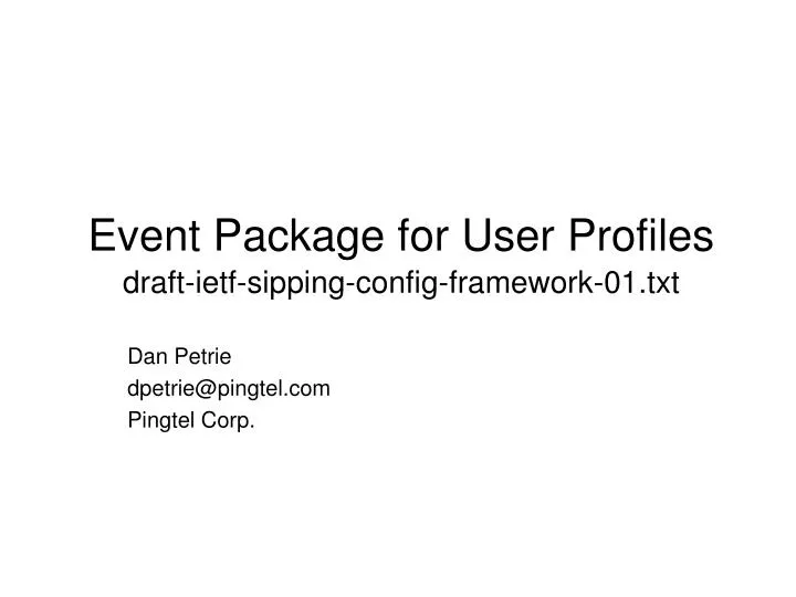 event package for user profiles draft ietf sipping config framework 01 txt