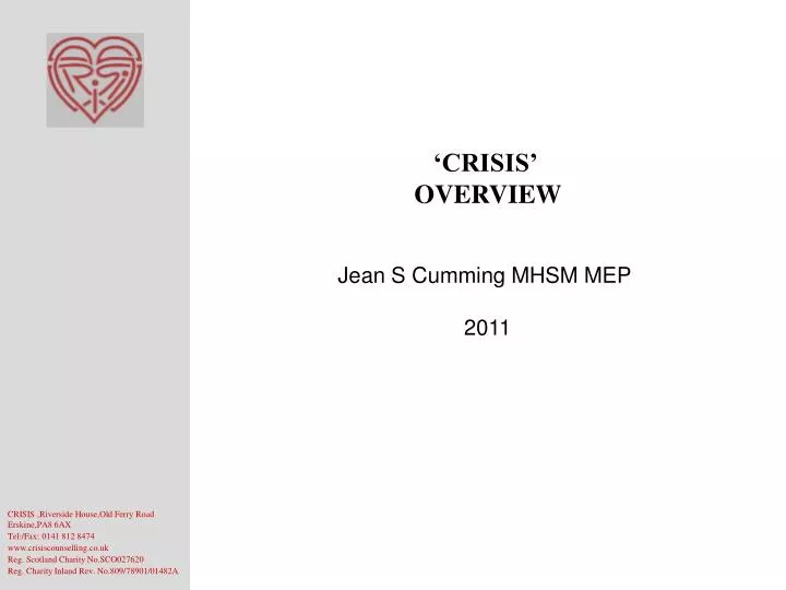 crisis overview jean s cumming mhsm mep 2011