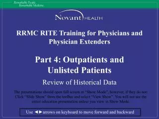 RRMC RITE Training for Physicians and Physician Extenders Part 4: Outpatients and
