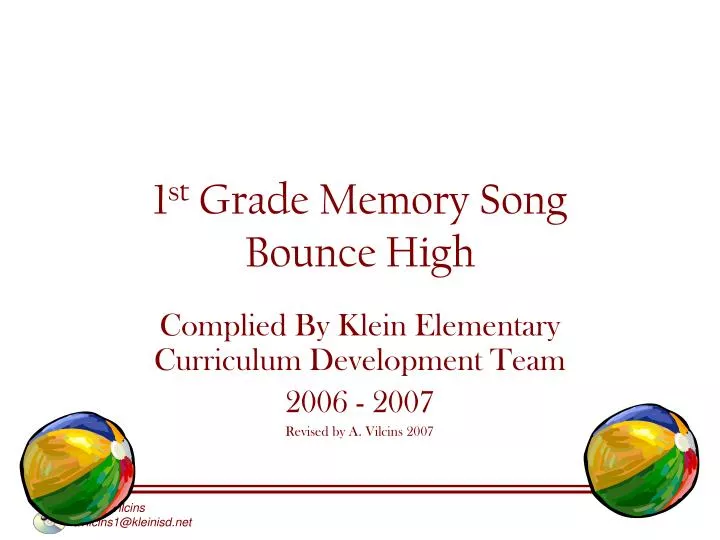 1 st grade memory song bounce high