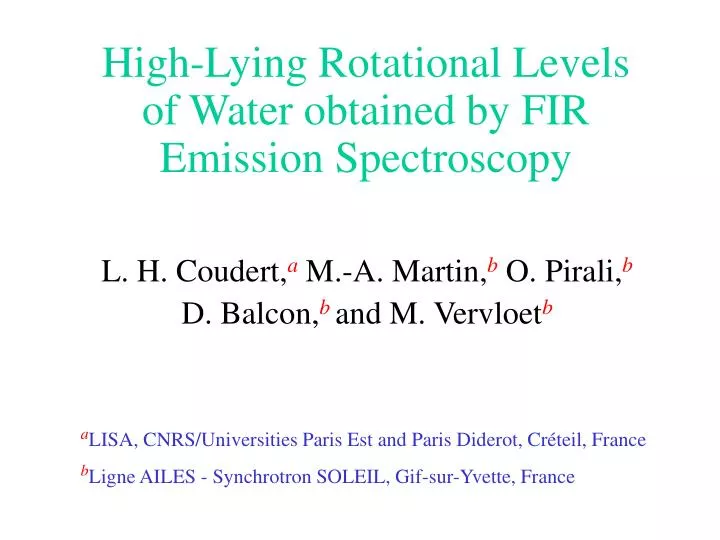 high lying rotational levels of water obtained by fir emission spectroscopy