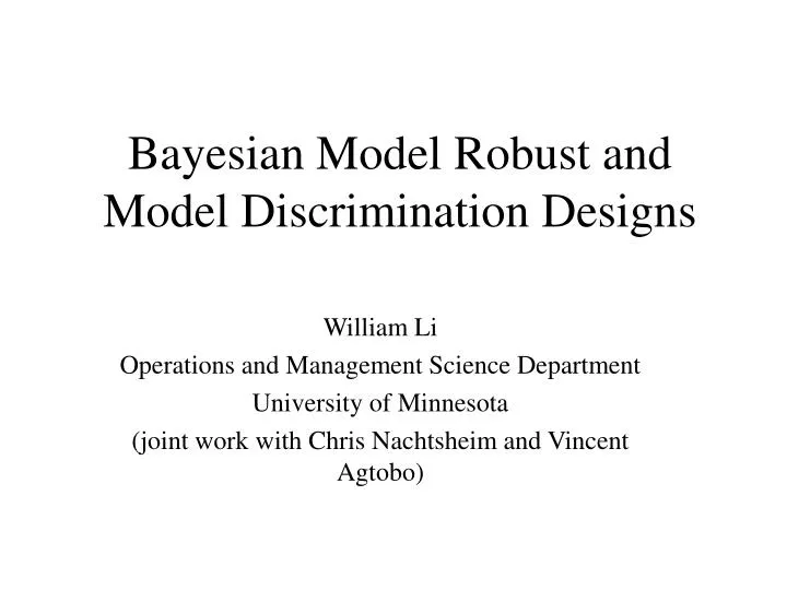 bayesian model robust and model discrimination designs
