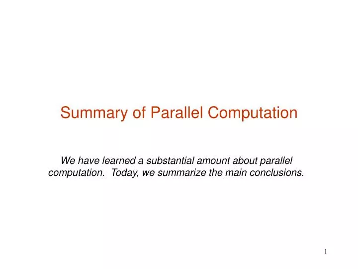 summary of parallel computation