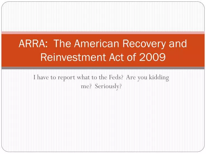 arra the american recovery and reinvestment act of 2009