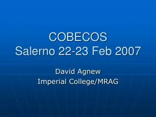 COBECOS Salerno 22-23 Feb 2007