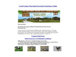 Cecil County Maryland Livestock Veterinary Clinic