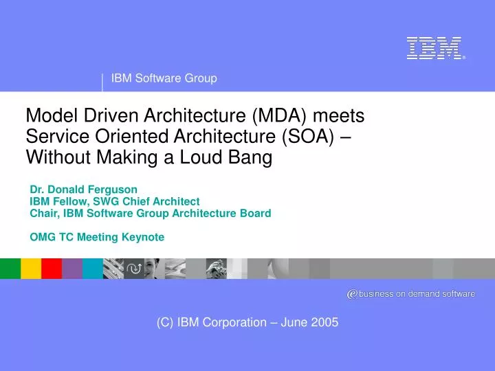 model driven architecture mda meets service oriented architecture soa without making a loud bang
