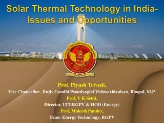 Solar Thermal Technology in India- Issues and Opportunities