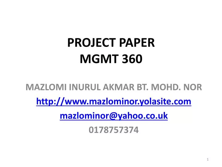 project paper mgmt 360