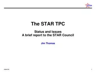 The STAR TPC Status and Issues A brief report to the STAR Council