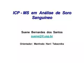 ICP - MS em Análise de Soro Sanguíneo