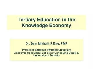 Tertiary Education in the Knowledge Economy