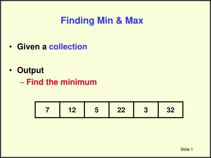 finding min max
