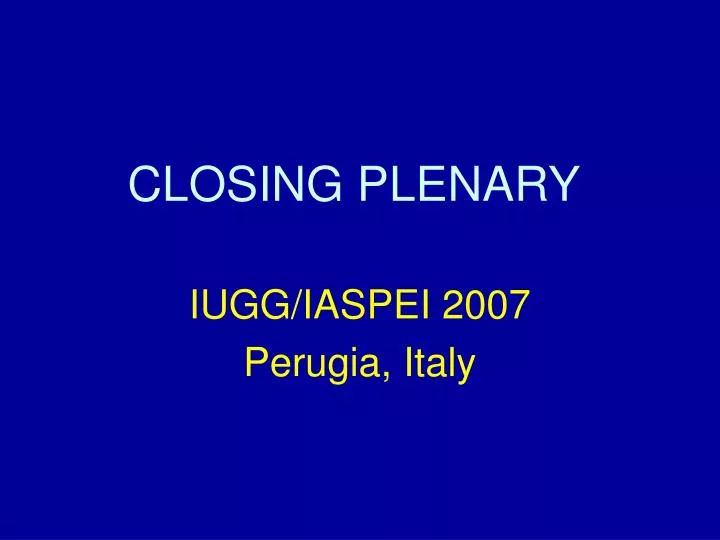 closing plenary