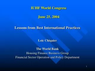 IUHF World Congress June 25, 2004