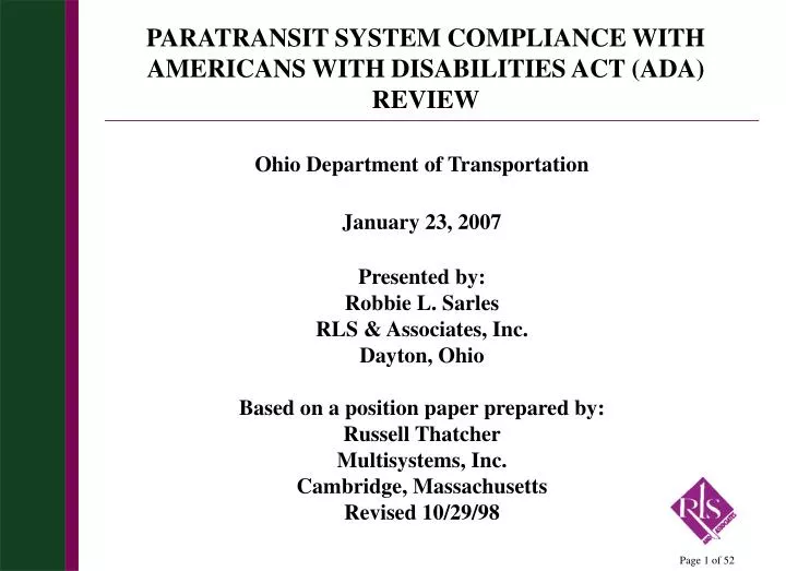 paratransit system compliance with americans with disabilities act ada review
