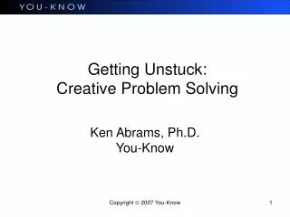 Getting Unstuck: Creative Problem Solving