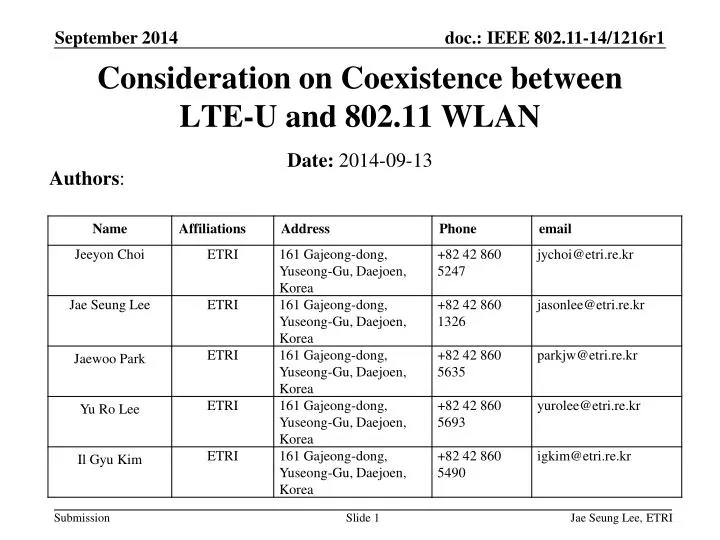 consideration on coexistence between lte u and 802 11 wlan