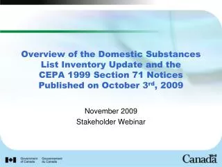 November 2009 Stakeholder Webinar