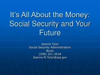 It’s All About the Money: Social Security and Your Future