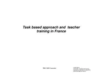 Task based approach and teacher training in France
