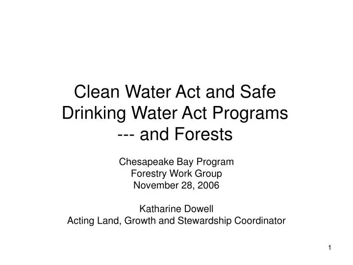clean water act and safe drinking water act programs and forests