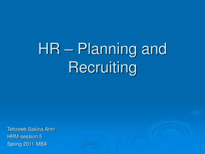 hr planning and recruiting