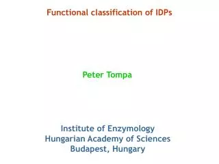 Functional classification of IDPs