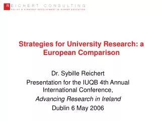 Strategies for University Research: a European Comparison