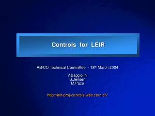 Controls for LEIR