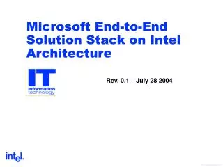 Microsoft End-to-End Solution Stack on Intel Architecture