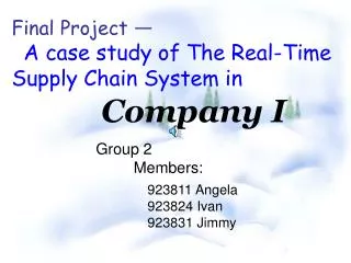 Final Project A case study of The Real-Time Supply Chain System in Company I