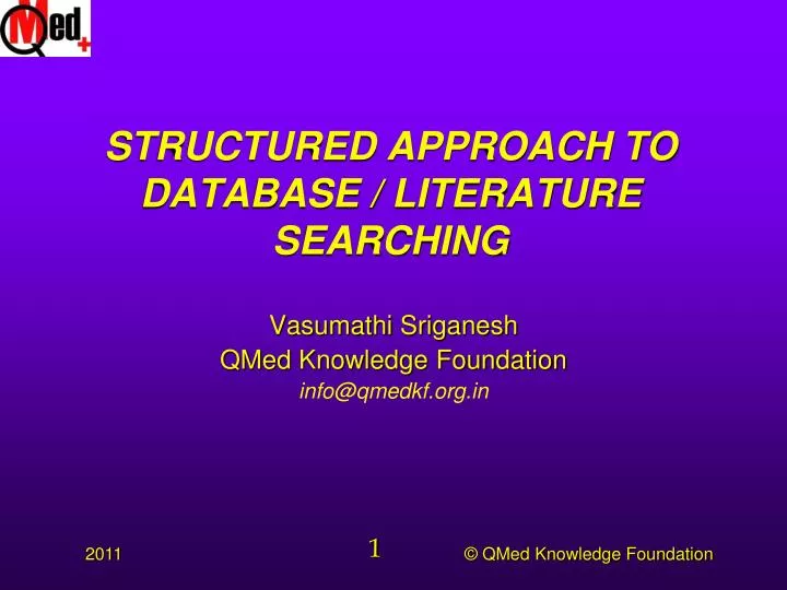 structured approach to database literature searching