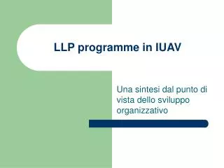 LLP programme in IUAV