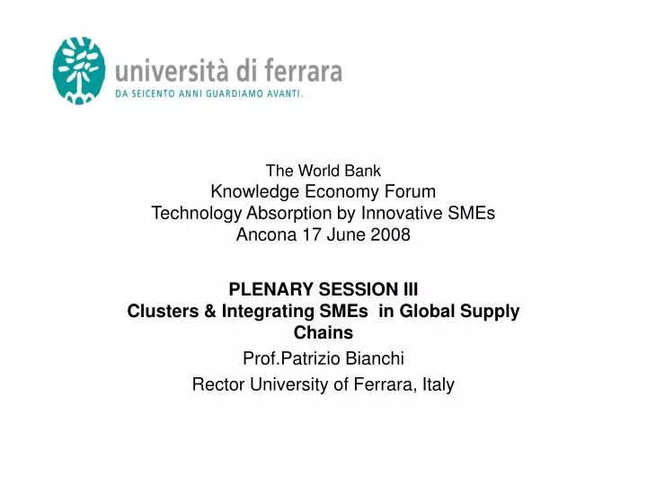 the world bank knowledge economy forum technology absorption by innovative smes ancona 17 june 2008