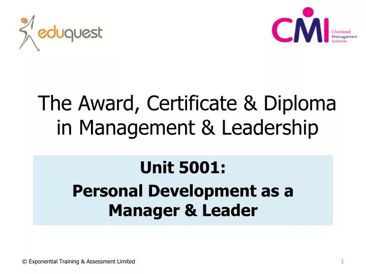 the award certificate diploma in management leadership