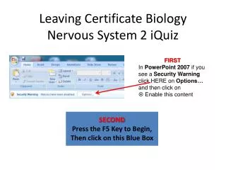 Leaving Certificate Biology Nervous System 2 iQuiz