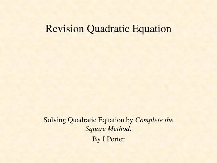 revision quadratic equation