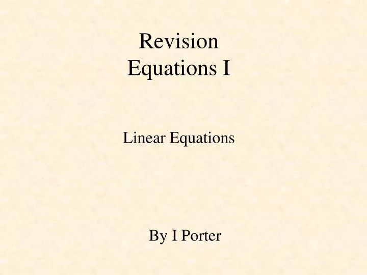 revision equations i