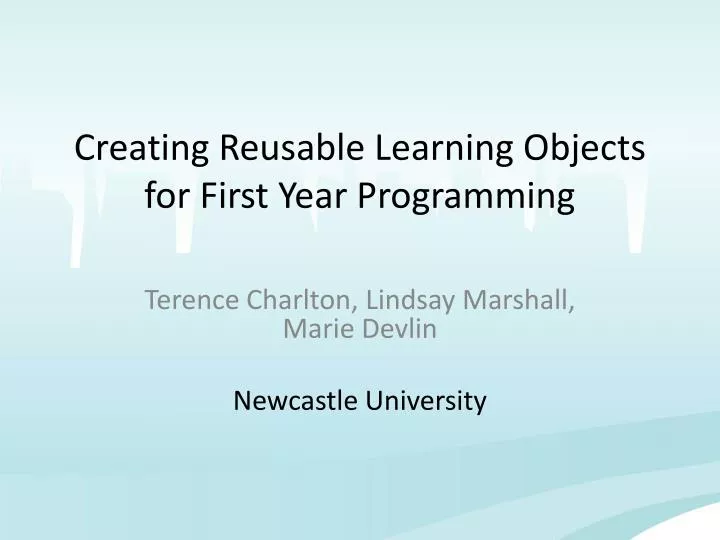creating reusable learning objects for first year programming