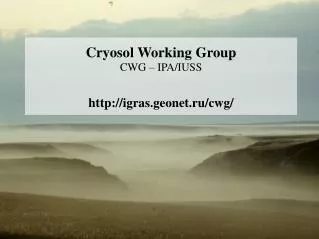 Cryosol Working Group CWG – IPA/IUSS igras.geonet.ru/cwg/