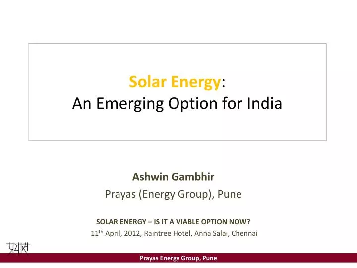 solar energy an emerging option for india