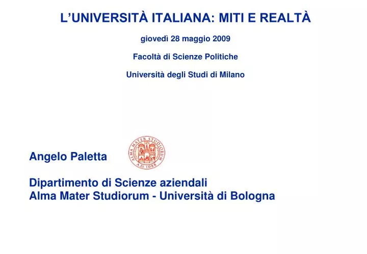 angelo paletta dipartimento di scienze aziendali alma mater studiorum universit di bologna