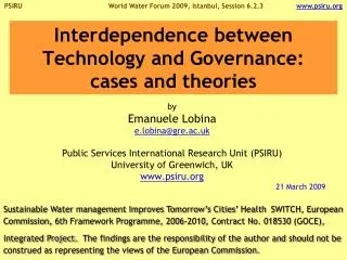 Interdependence between Technology and Governance: cases and theories