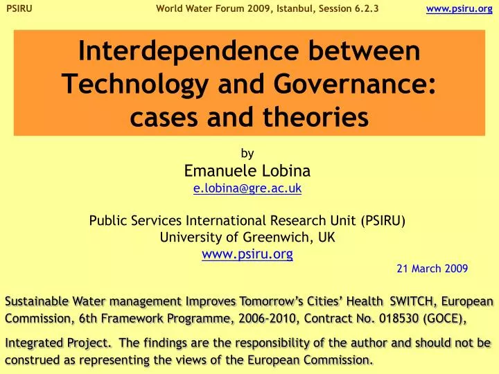 interdependence between technology and governance cases and theories